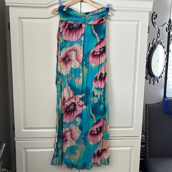 EUC Xhilaration turquoise floral maxi dress - Picture 4 of 10